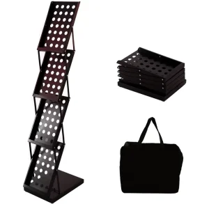 Literature Catalog Tradeshow Display A4 Metal Magazine Catalog Portable Foldable Brochure Display Stand Water Resistant for