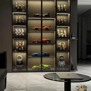 Living Room Display Cabinet with Glass Door Showcase Cabinet for Home Decor