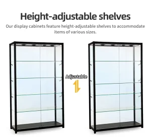 Living Room Glass Display Cabinet with Porcelain Medal Display Stand Hand-Run Model