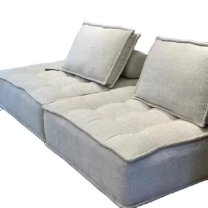 Living Room Lazy Square Floor Sofa Genuine Leather Modular Sofa Velvet Cloth Sectional Sofa Set