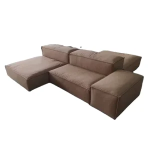 Living Room Leisure Modular White Couch Comfortable Durable Deep Sofa Contemporary Combination Tofu Block Leather Sofa Set