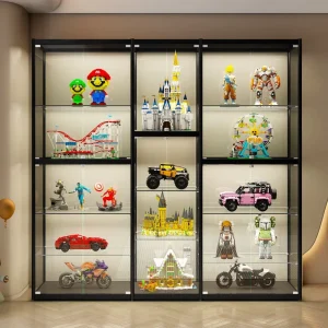 Lockable Glass Display Cabinet with Large-Capacity Storage for Living Rooms