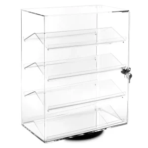 Lockable Rotating Acrylic Jewelry Display Case with 4 Removable Shelves