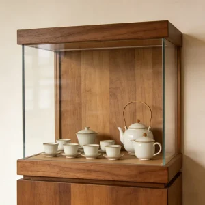Lockable Tempered Glass Collectibles Display Cabinet with LED Light