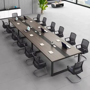 Long Conference Table and Office Chairs Set