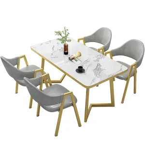 Long Dining and Negotiation Table with Chair for Cafe or Milk Tea Shop