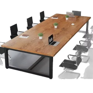 Long Panel Wood Conference Workbench and Chair Set for Training Rooms