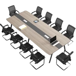 Long Rectangular Office Desk and Chair Set for Small Meetings and Negotiations