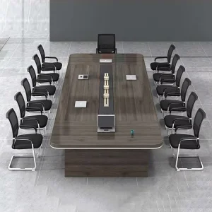 Long Staff Training and Negotiation Table with Office Chairs