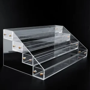 Luxury 4 Tier Clear Acrylic Display Stand Countertop Nail Polish Rack Essential Oil Organizer For Retail Salon Makeup Decor