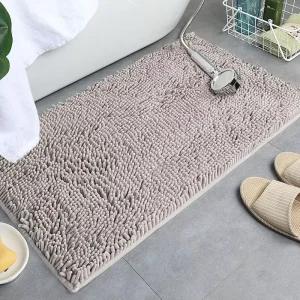Luxury Chenille Bathroom Rug Non Slip Shaggy Chenille Soft Surface Bath Mat for Bathroom Water Absorbent Carpet
