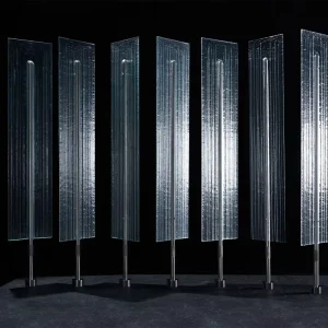 Luxury Gold Metal Room Divider Glass and Stainless Steel Partition Restaurant Lobby Partition Wall Divider