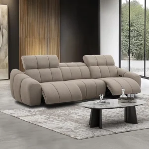 Luxury Italian Style Power Reclining Sofa 3 Seater Set with Motorized Headrest Control Modular Motion Couch for Villa Residence