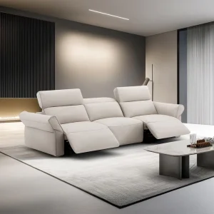 Luxury Italian Style Power Reclining Sofa Set with Motorized Headrest Control Modular Motion Couch for Villa Residence