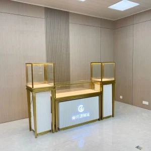 Luxury Jewelry Store Custom Design Jewelry Glass Showcase Display Cabinet For Necklace Earrings Kiosk LED Lit Shopping Mall Use