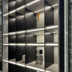 Luxury Modern Display Cabinet Design Blueprint Custom Glass Wood Liquor Wine Showcase Home Bar Living Room Furniture