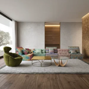 Luxury Modular L Shape Sectional Fabric Mahjong Sofa Comfort Lounge Low Seating Design Couch for Interior Designer Projects