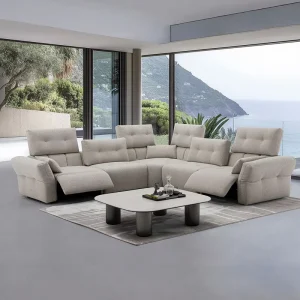 Luxury Modular Sectional Power Reclining Sofa Set with Multiple Motion Seats and Independent Control for Villa Seating