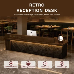 Luxury New Chinese Style Reception Desk Solid Wood Cashier Bar Counter National Trend Front Desk for Homestay Wellness Center