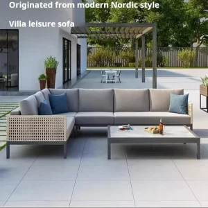 Luxury Outdoor Rattan Modular Sofa Courtyard Garden Multi Functional Living Room Metal Sofa Set