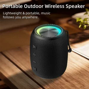 M3 10W Portable Speaker, IPX6 Waterproof, with RGB Light, TWS, FM, Type-C and Memory Card Support