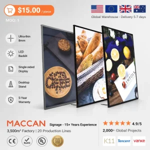 MACCAN Led Photo Frame Light Box Aluminum Advertising Restaurant Menu Board Large Size Wall Mounted Corner 5000 Lumens Dustproof
