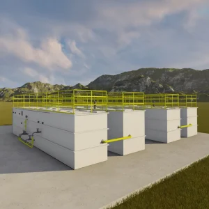 MBBR Integrated Wastewater Treatment Plant with Pump, PLC and Gearbox, 50 t/day Capacity, Carbon Steel