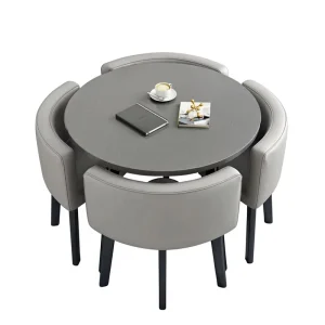MDF Round Dining Table Set with 4 Chairs for Office, Restaurant, or Hotel Reception