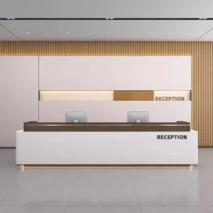 MDF Wood Oblong Reception Desk and Bar Counter for Commercial Use