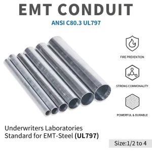 MECH Hot Dip Galvanized Steel EMT Conduit 1 2″ 4 Inch Combustion Proof Electrical Conduit