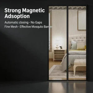 Magnetic Mesh Screen Door Self-Sealing Hands-Free Pet and Kid Friendly