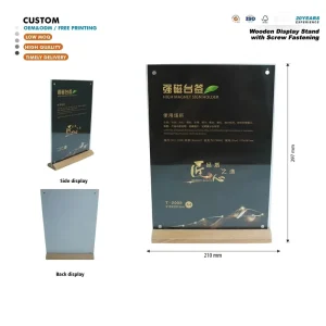 Magnetic Wooden Base Clear Acrylic Display Stand for A4 Awards and Certificates