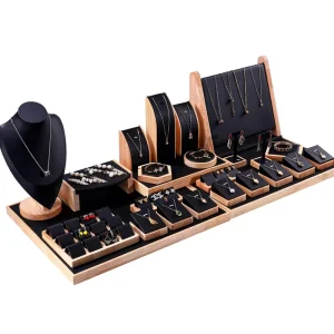 Manufacturer Wooden Jewelry Display Stand Set for Necklaces, Earrings, and Bracelets