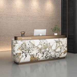Marble Reception Desk Modern Office Front Counter Custom Size