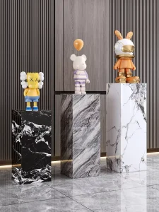 Marble Rock Slab Decorative Column Sculpture Base for Exhibition Hotel Club Use