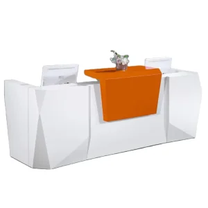 Masonry-Style High-Gloss Reception Desk for Offices and Hotels