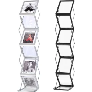 Matel Zigzag Folding Display Stand Floor Magazine Rack Brochure Holder Foldable Brochure Stand