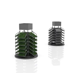 Matte Black Metal 4-Sided Rotating Turf Sample Display Rack