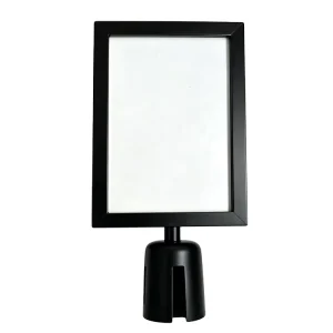 Matte Black Metal Stanchion Sign Holder A4 Queue Pole Sign Frame for Crowd Control Barrier Post Display Stand