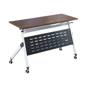 Melamine Board Tabletop Moveable Folding Seminar Table Conference Room Meeting Negotiating Desks Folding Table Desk with Wheels