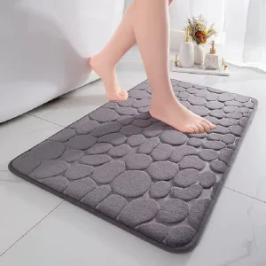 Memory Foam Anti-slip Bath Mat Quick-drying Washable Polyester Bathroom Rug for Home or Hotel