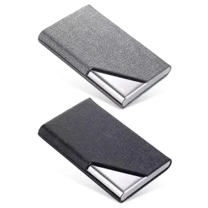 Men Women PU Leather Stainless Steel Multi Card Case Business Cards Holder