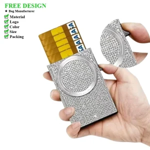 Men’s Aluminum Mini RFID Card Holder with Diamond Finish and Pop-Up Design