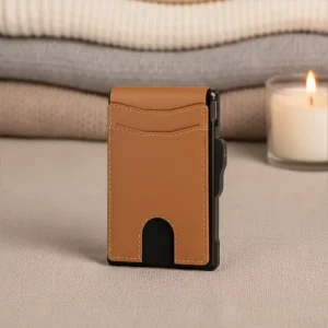 Men’s Metal Business Card Holder Multiple Card Slots Secure Cash Compartment