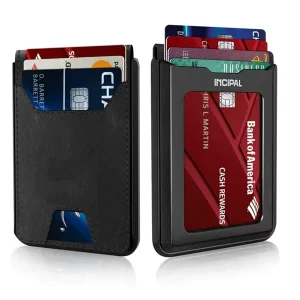 Men’s New Vintage Style Small Ultra thin Black Aluminum Genuine Leather Luxury Wallet Fashionable Card Holder Logo Card Holder
