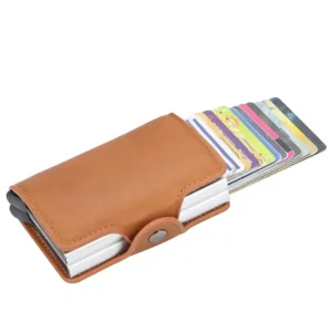 Men’s RFID Automatic Pop-Up Dual Aluminum Card Holder with Snap Closure