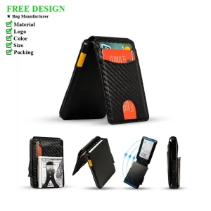 Men’s RFID Carbon Fiber Pop-Up Business Card Holder with Card and Cash Clips