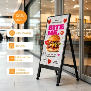 Menu Board Display 32 75 Inch 1200 Nits High Brightness Supermarket Commercial LCD Screen With Ceiling Hanging Bracket