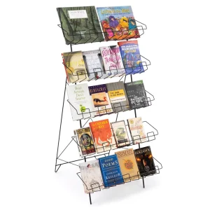 Metal 5-Tier Brochure Display Rack Wire Display Rack for Books Magazines CDs DVDs and Literature Floor Stand 22.5″ X 44.5″