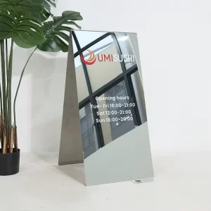 Metal A Frame 92x61cm Sidewalk Signs Outdoor Indoor Stainless Steel Mirror a Frame Sign Board Double Sided Advertising Boards
